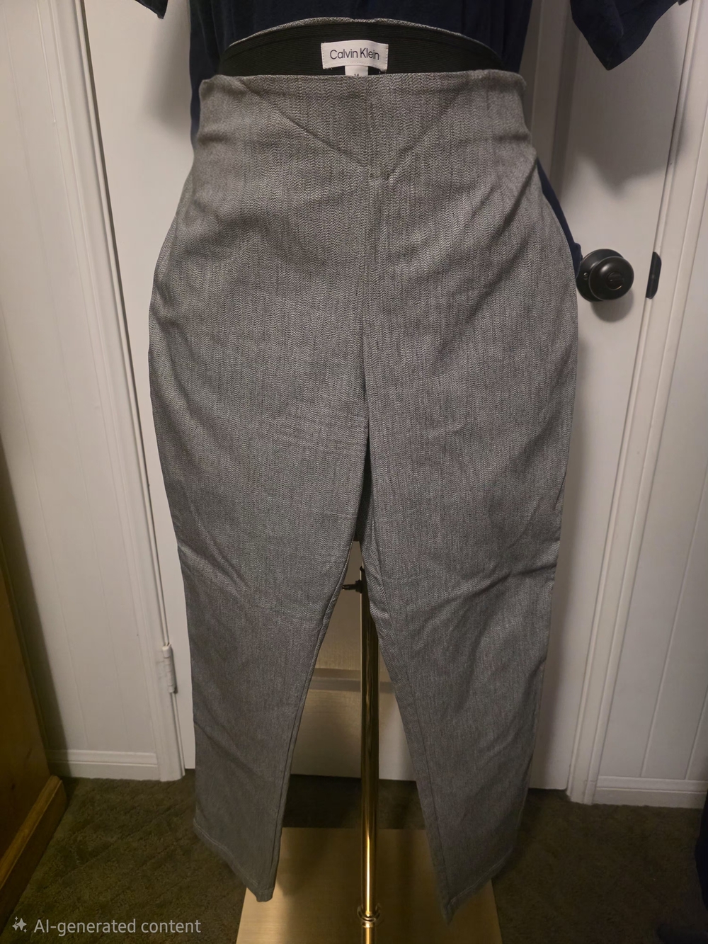 Calvin Klein Light Gray High-Waist Slim Trousers